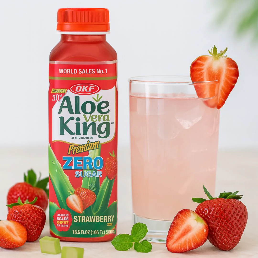 OKF Aloe Vera Drink Strawberry Sugar-Free 500ml - Obrázek 1