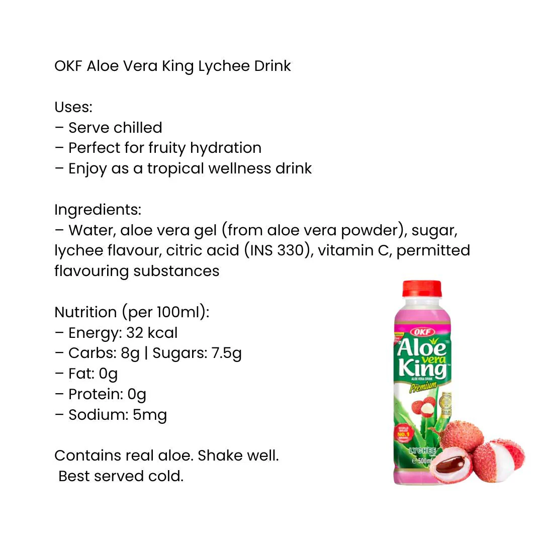 OKF Aloe Vera Drink Lychee 500ml - Obrázek 2